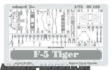SS168 Фототравление F-5E Tiger for Italeri kit (Eduard) 1/72