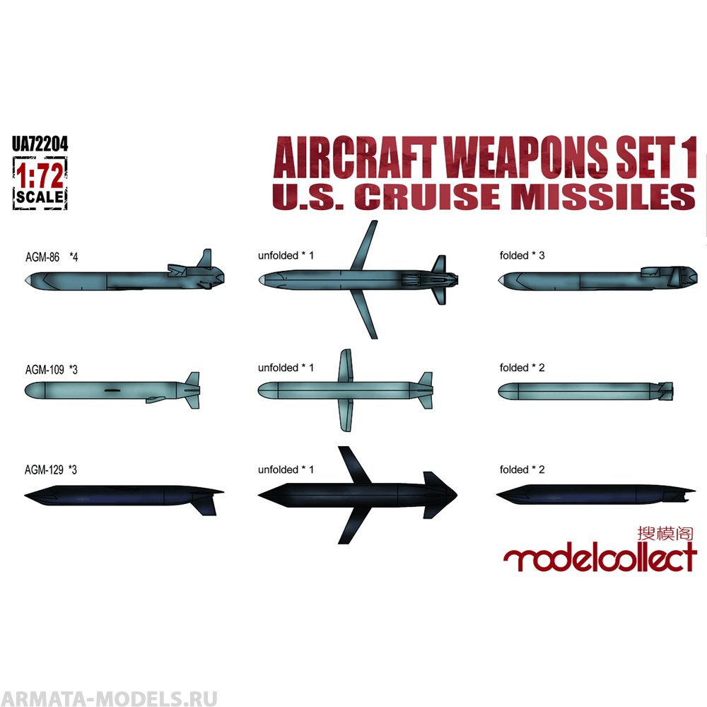 UA72204 Aircraft weapons set 1 U.S.cruise missiles Modelcollect