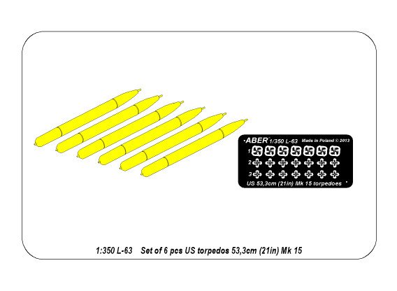ABR-1:350-L-63  Дополнения для  Set of 6 US torpedoes 53,3cm (21in) MK.15 для  1/350