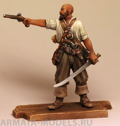 CHM-54024(M). Пират с пистолетом, 1660-80 гг. 54 мм.Материал - белый металл. Chronos Miniatures