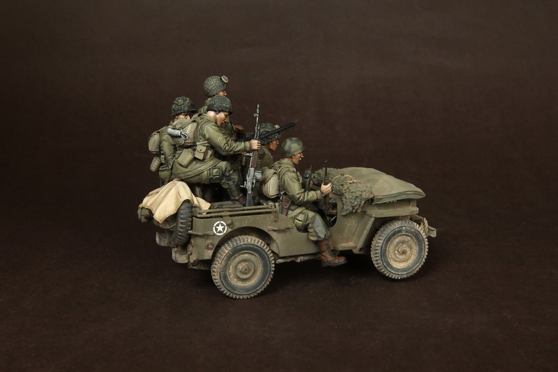 SOGA-17 US Airbornes with officer for jeep. Normandy, 1944. SOGA Miniatures