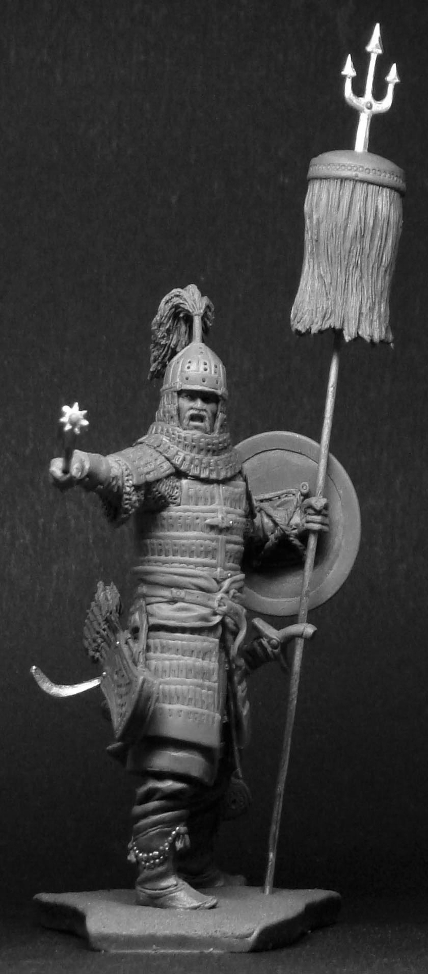 CHM-54046. Татаро-монгольский воин с бунчуком, 14 век. 54 мм. Материал - смола. Chronos Miniatures