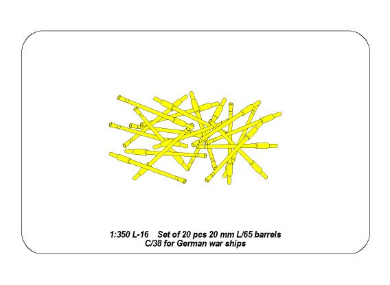 ABR-1:350-L-16  Дополнения для  Set of 20 pcs 20 mm L/65 barrels  C/38 for German ships для  1/350