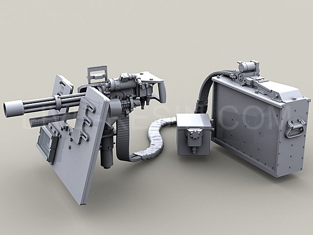 LRE35066 Пулемёт M134D Minigun с креплением для тяжёлого фонаря M89A Surefire HellFighter с бронированным щитом S.A.G. (Save-A-Gunner)