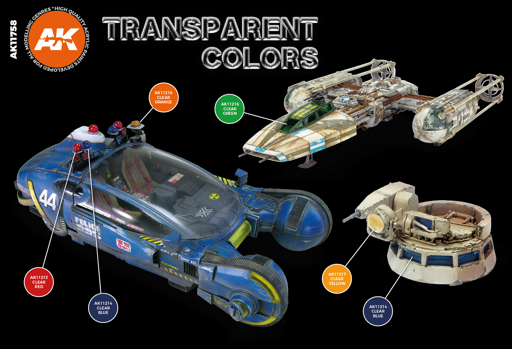 AK11758 Набор красок TRANSPARENT COLORS SET 3G