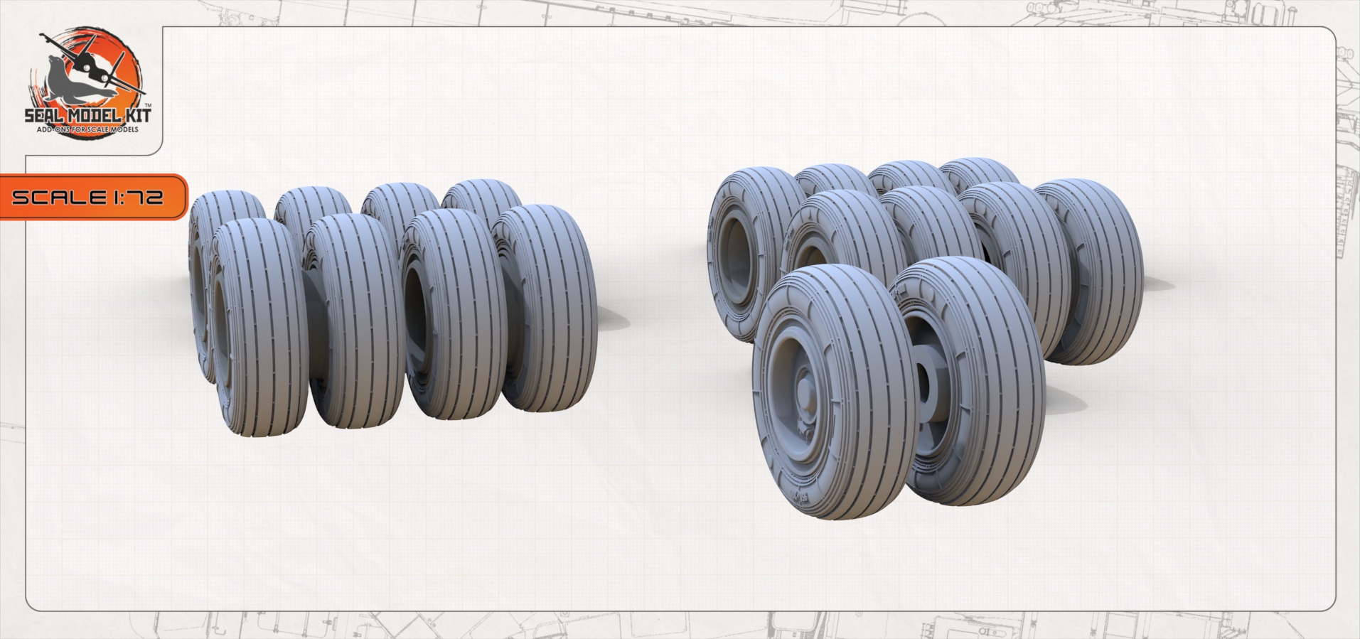 smk72056 Высокодетализированные колеса под нагрузкой для Т4 Сотка Seal Model Kit