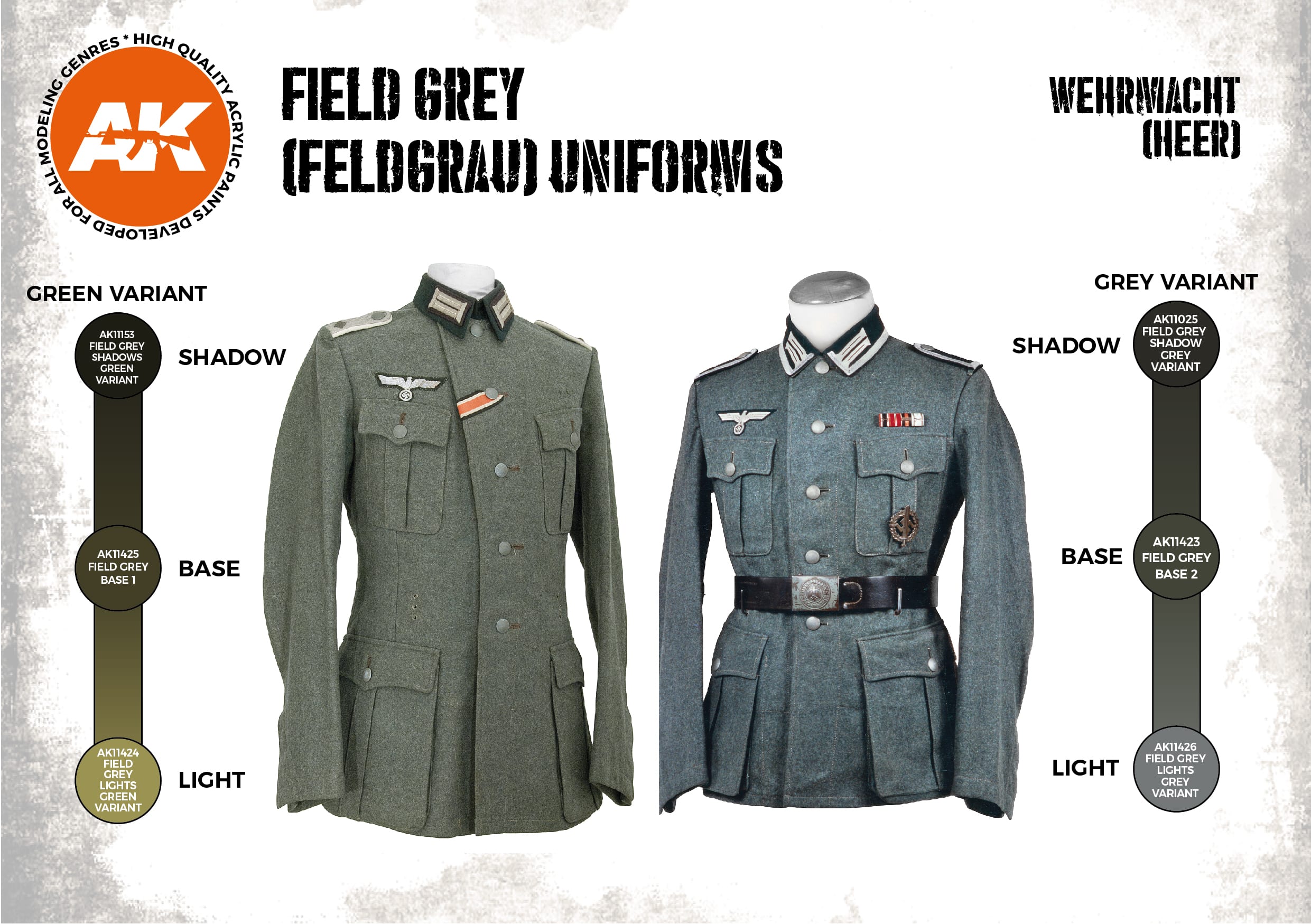AK11627 Набор красок GERMAN FIELD GREY UNIFORMS 3G