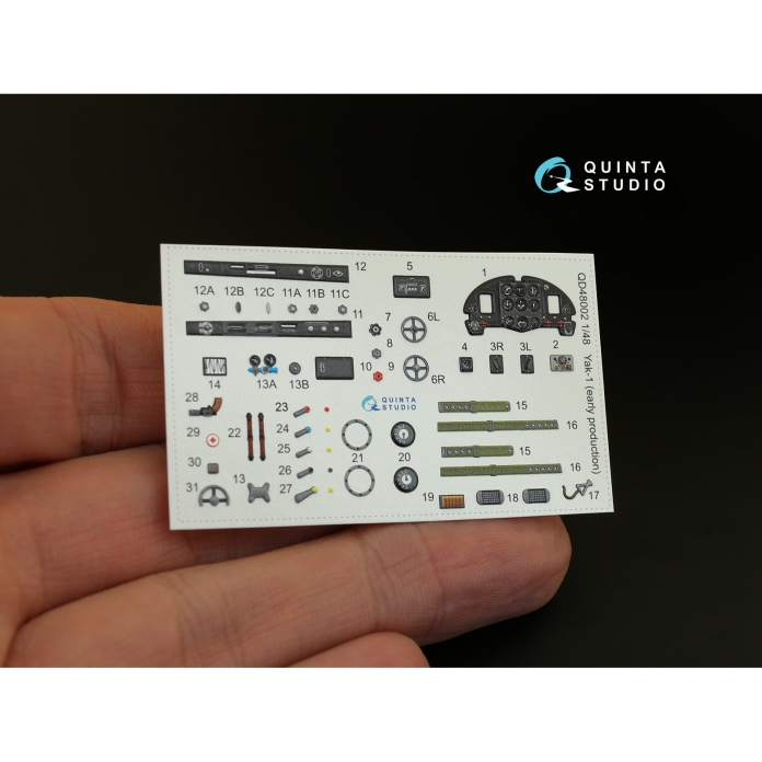 QD48002 3D Декаль интерьера кабины Як-1 (ранние серии) (для любых моделей) (перевыпуск QD48002-Pro)