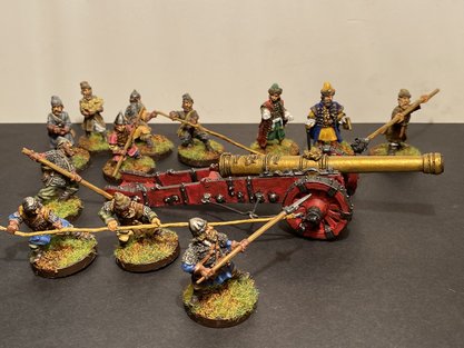 3301ТБ Солдатики, русский артиллерийский расчет со стенобитной пушкой, 28 мм, смола, 2-я половина 16 в., проект «Московия» Три Богатыря