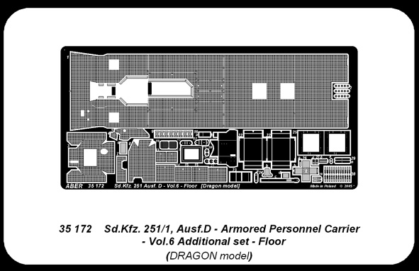 ABR-35 172  Дополнения для  Sd.Kfz.251/1 Ausf.D-Vol.6-add.set-Floor для Dragon 1/35