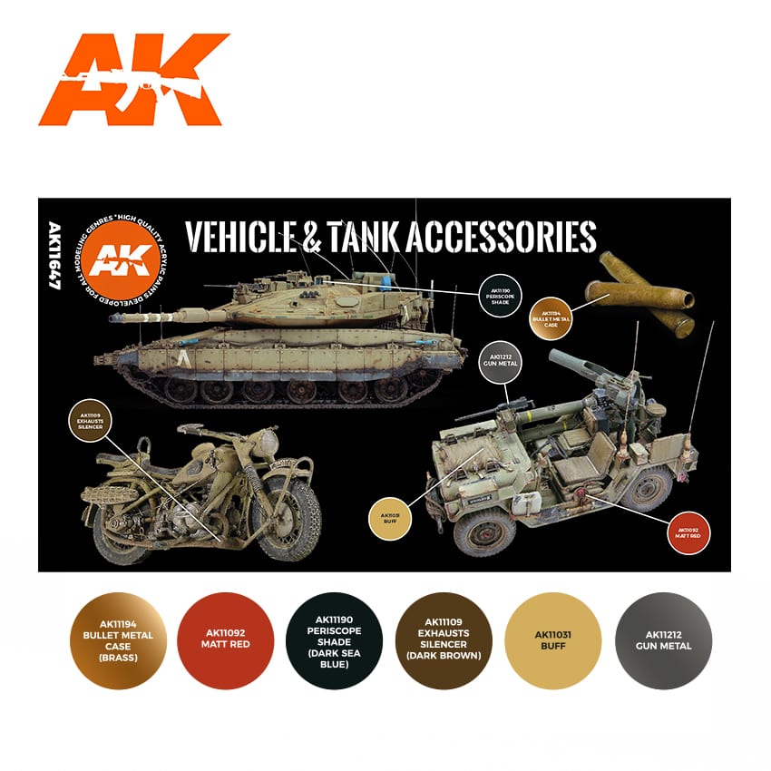 AK11647 Набор красок TANK ACCESORIES 3G