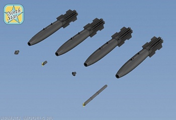 NS72082b USAF 500 Lbs Mark 82 Mk.82 General Purpose (GP) Bomb set. 6 pcs. Resin and PE + Decal from Begemot Co.