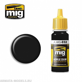 AMIG0032 Ammo Mig Акриловая краска SATIN BLACK 17 мл